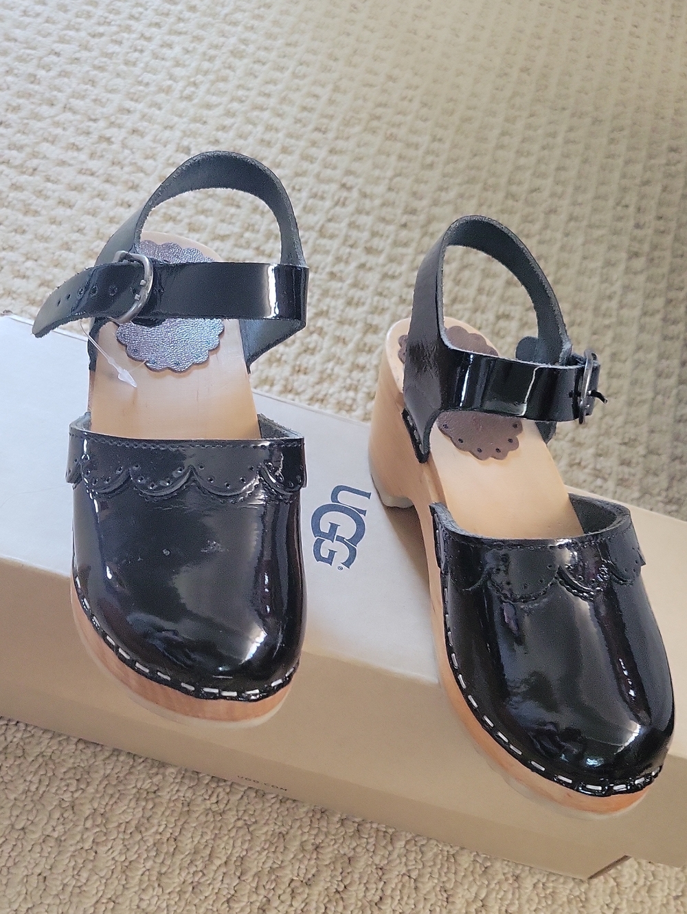 Kids Black Patent Leather Mary Jane Clog Sandals